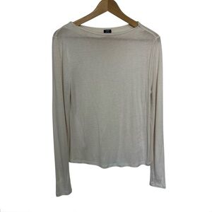 J. Crew Collection Cream Wool Blend Layering Tee, M